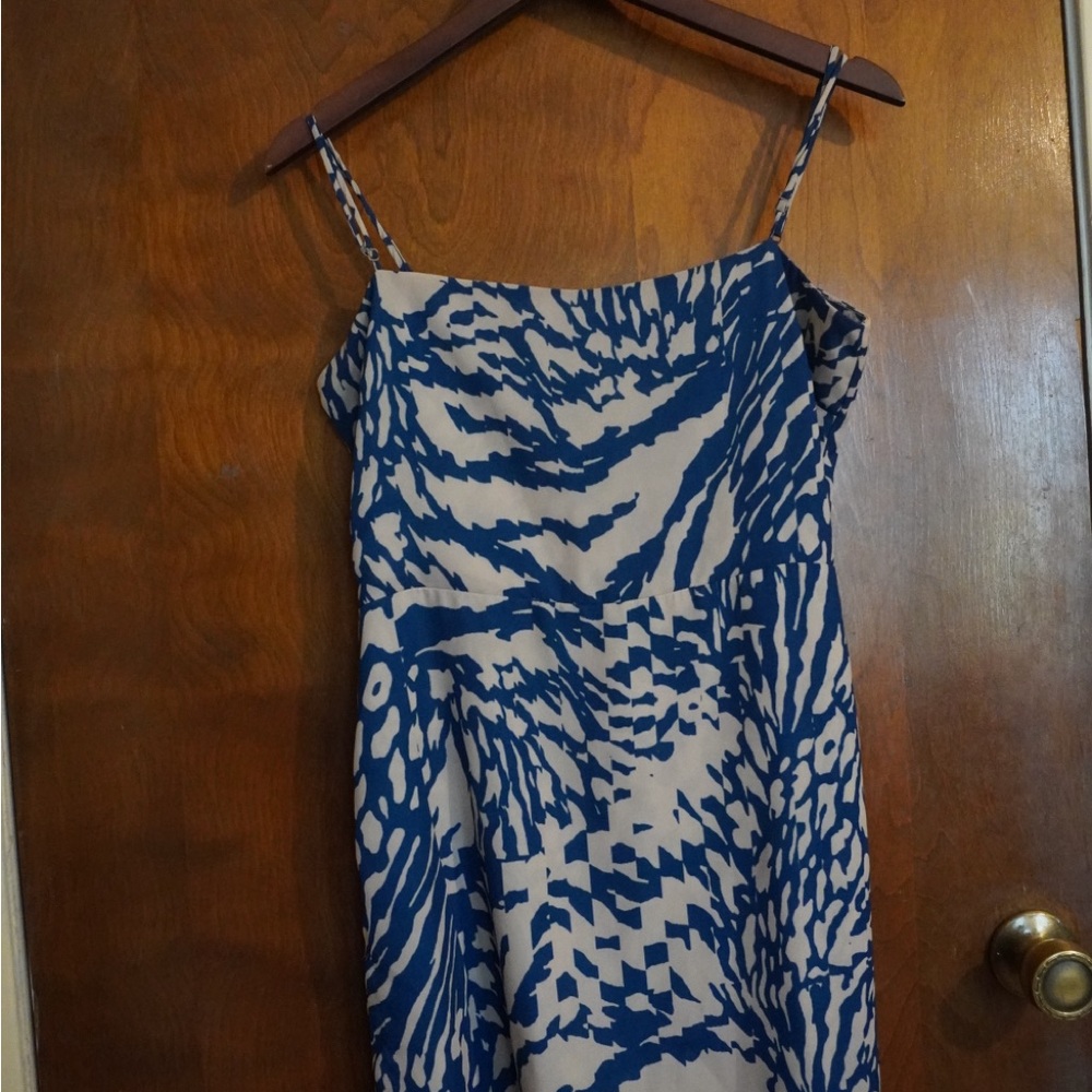 RESA Blue and White Abstract Mini Dress